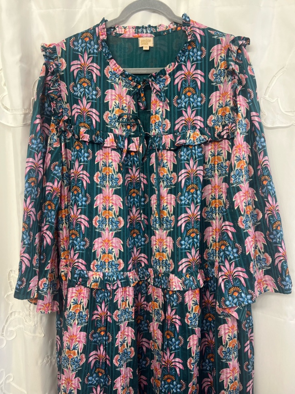 Sunshine Tienda Palm Royale Paradise Maxi Dress XL NWOT Cotton Lurex - Picture 7 of 16